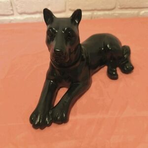 Vintage Black Ceramic Dog Figurine Decorative Pet Statue